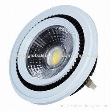 AR111 LED Spotlight, 85-245V AC/15W/85lm/W, Bridgelux Chip, COB LED, AR111 Base, A Lens, Al Heatsink